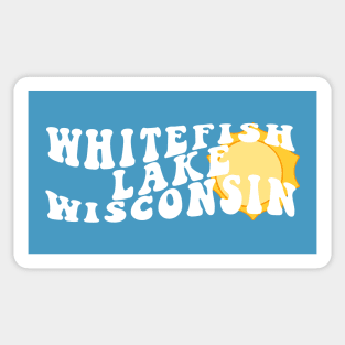 Sunshine in Whitefish Lake Wisconsin Retro Wavy 1970s Summer Text Sticker